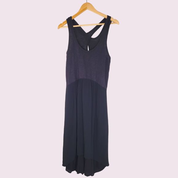 ANTHROPOLOGIE LEFT OF CENTER Black Drop Waist Dress Size S Cross Cross Tulipan - Picture 11 of 12